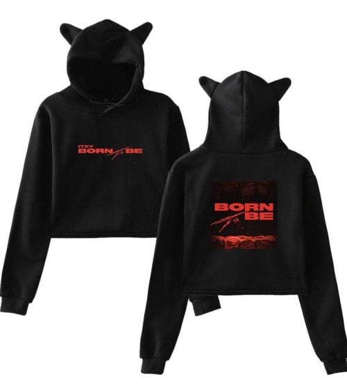 Itzy Born to Be Cropped Hoodie #3